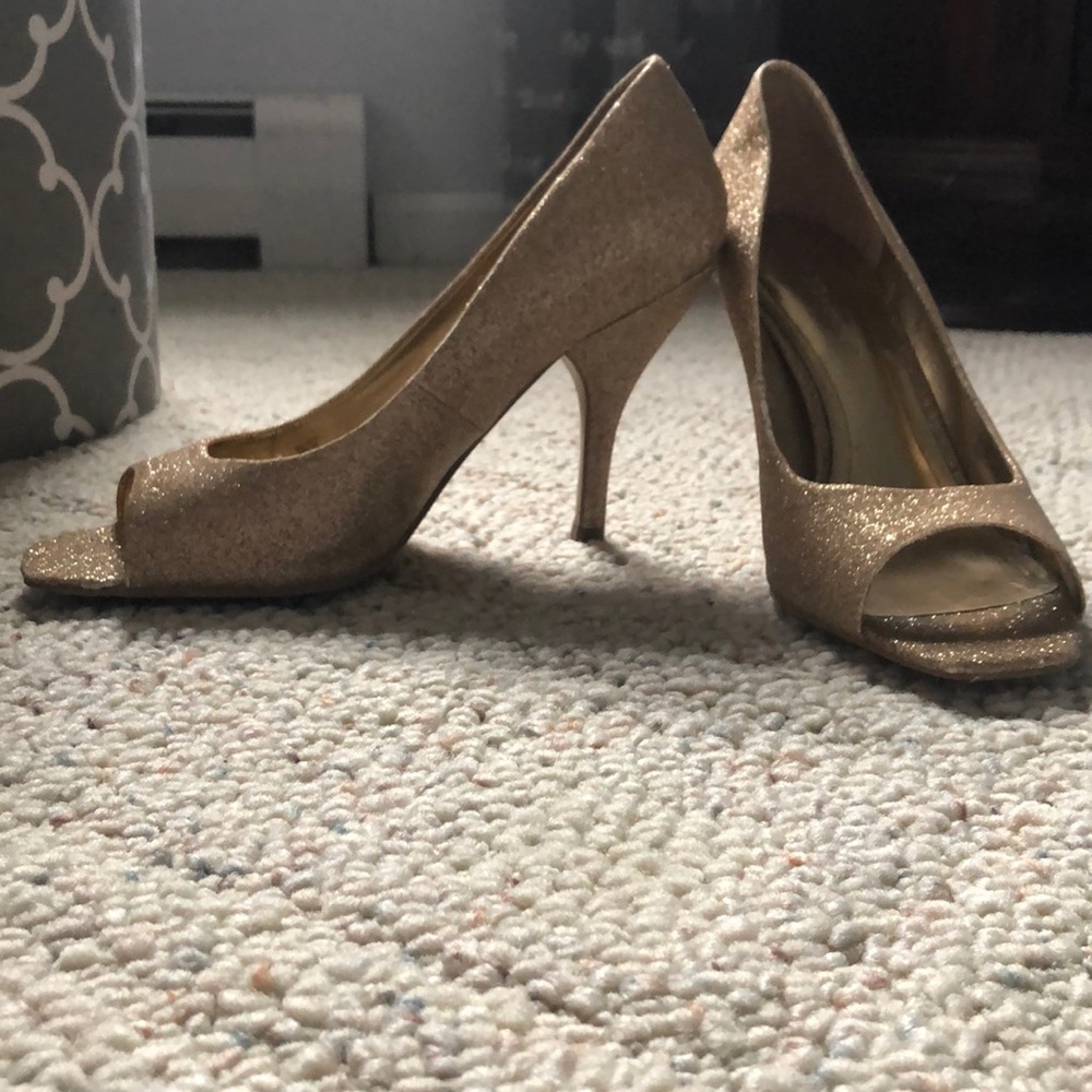 BCBG gold glitter shoes